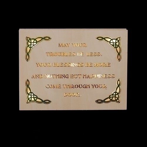 7.75"H LED IRISH LASER CUT PLAQUE