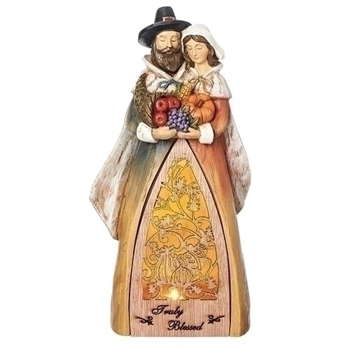 9.25" LEG Pilgrim Couple Figurine
