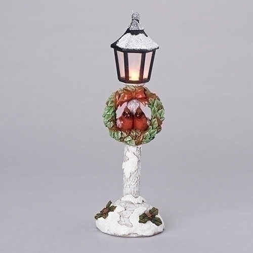 12.25"LANTRN W/CARDINAL COUPLE IN WREATH FIG B/O W/O BATT