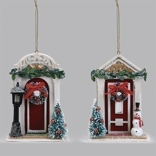 4.75" DOOR ORNAMENT 2A SNOW-MAN AND LAMP POST
