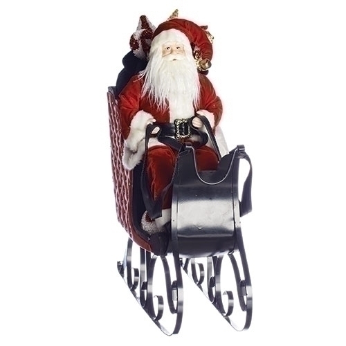 24"SANTA IN SLEIGH W/BAG OF ORNAMENTS