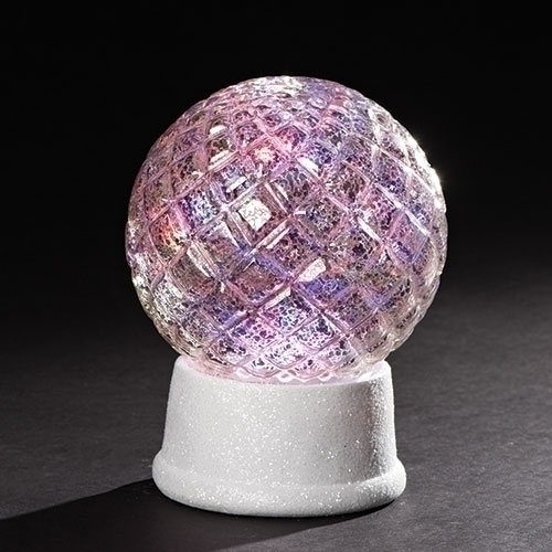 7.5''LED TRI-COLOR FLICKER ORB SILVER W/WHITE BASE