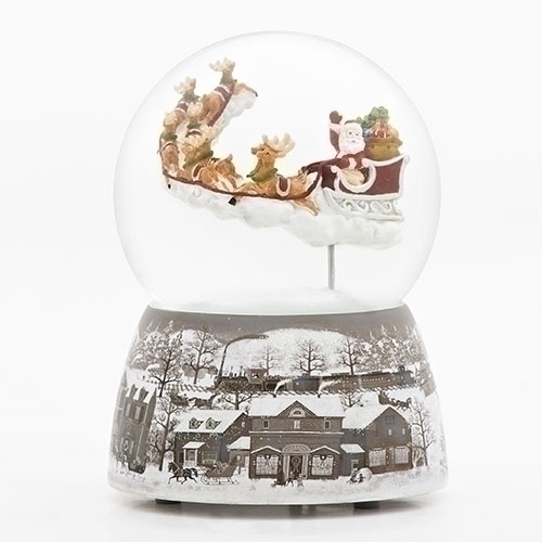 7.5"H MUSICAL VILLAGE DOME ROTATING ANIMALS