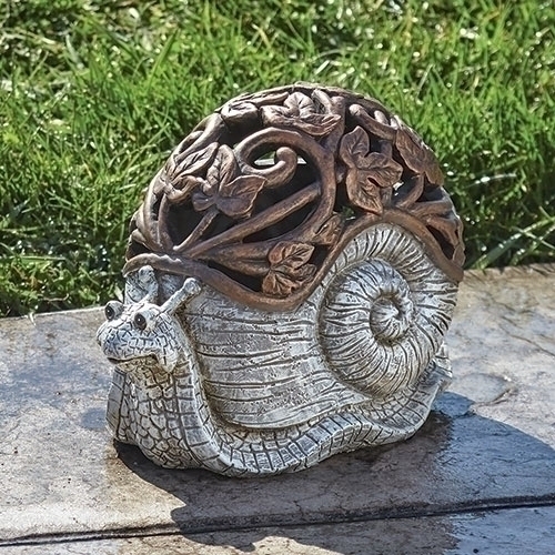 6.5"H LED BRONZE SNAIL STATUE