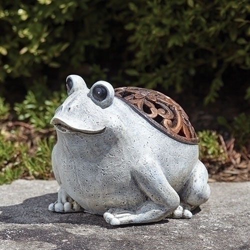 6.25"H LED BRONZE FROG STATUE