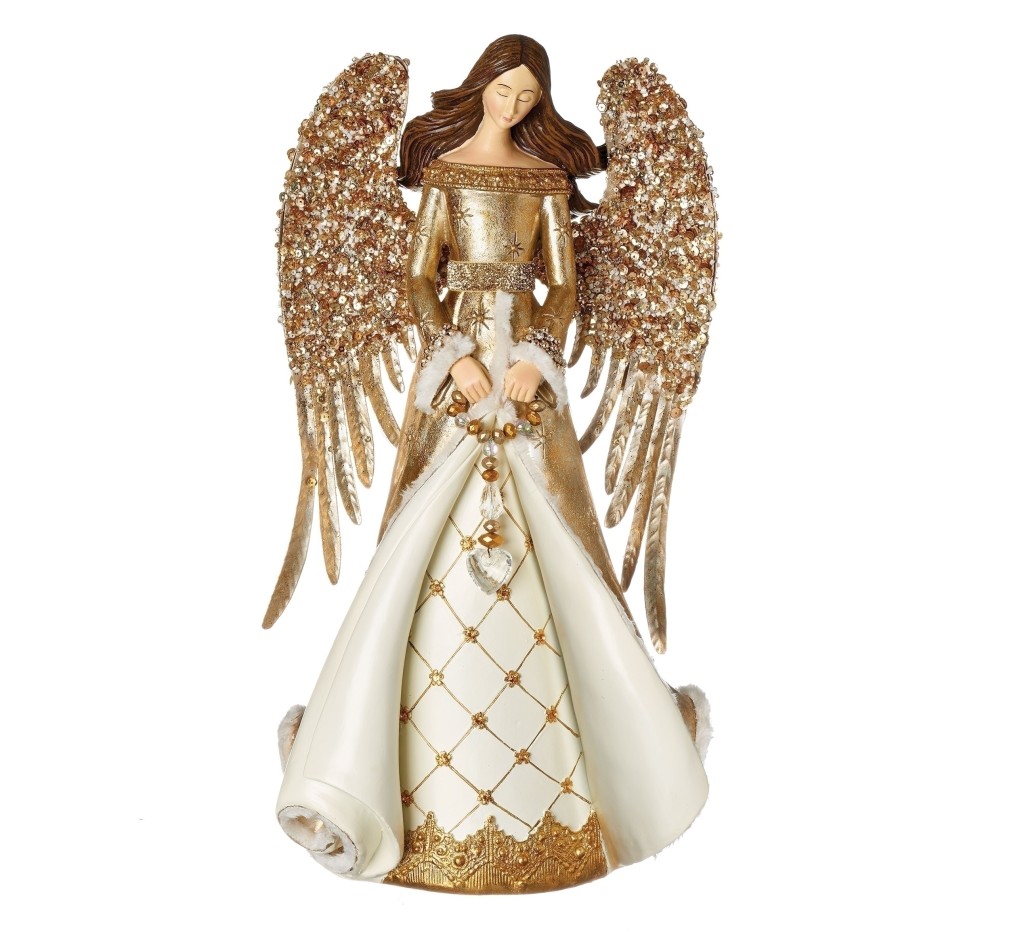 16.5" BEADED WING ANGEL W/BEAD DANGLE
