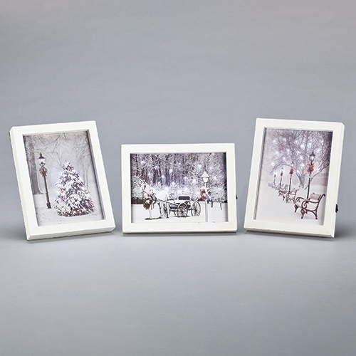 8"H LED FRAMED CANVAS SNOW 3A SCENE FIBER OPTIC (sold separately)