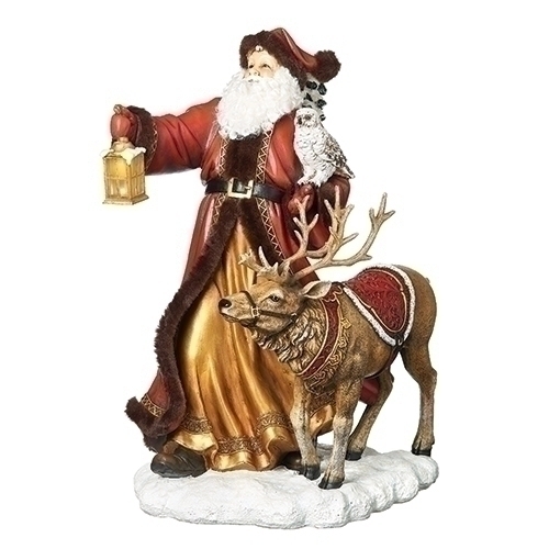 19"H LED RED SANTA W/LARGE DEER & OWL FIGURE (sold separately)