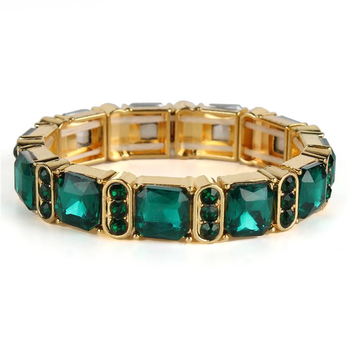 Green Rhinestone Stretch Bracelet