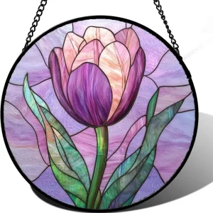 Purple Tulip Glass Suncatcher