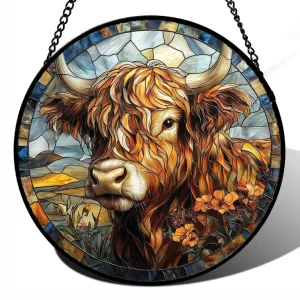 Highland Cow Glass Suncatcher