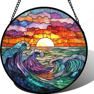 Ocean Waves Glass Suncatcher
