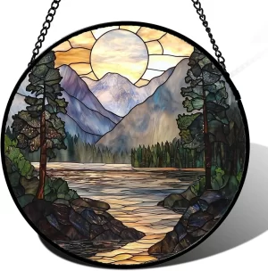 Forest Lake View Glass Suncatcher