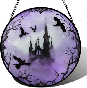 Haunted Castle Glass Suncatcher
