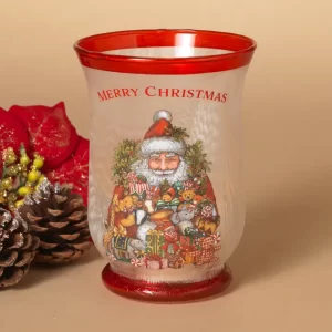 5.9"H Frosted Glass Holiday Santa