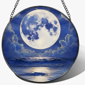 Moon and Ocean Glass Suncatcher