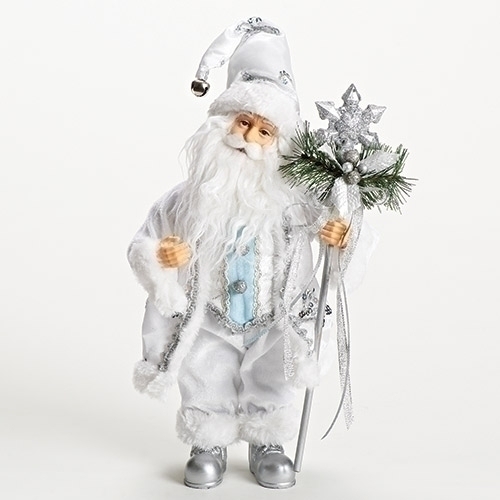12" SANTA FIGURE W/SNOWFLAKE STAFF