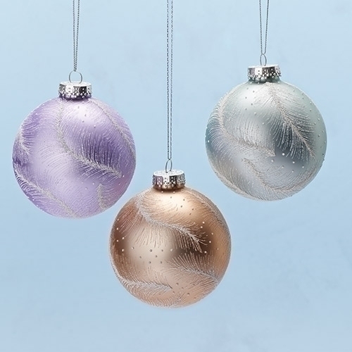 4"BALL ORN 3A GLITTER FEATHER SOFT GOLD/PURPLE/BLUE (sold separately)