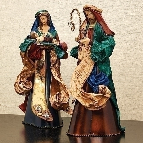 2PC ST 13"FABRIC HOLY FAMILY W/METAL BEES