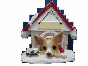 Chihuahua, Tan, Doghouse Ornament