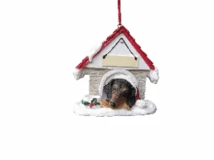 Dachshund, Black, Doghouse Ornament