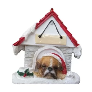 Boxer, Fawn Uncropped, Doghouse Ornament