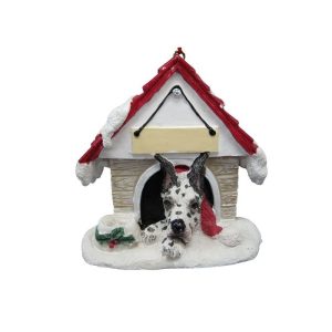 Harlequin Great Dane Doghouse Ornament