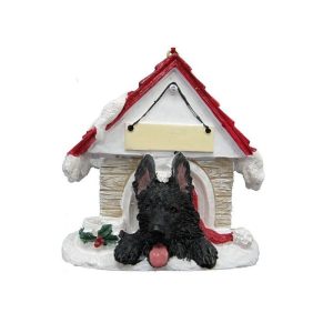 German Shepherd, Black, Doghouse Ornament