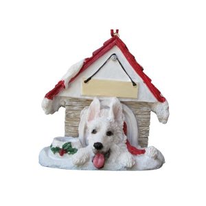 German Shepherd, White, Doghouse Ornament