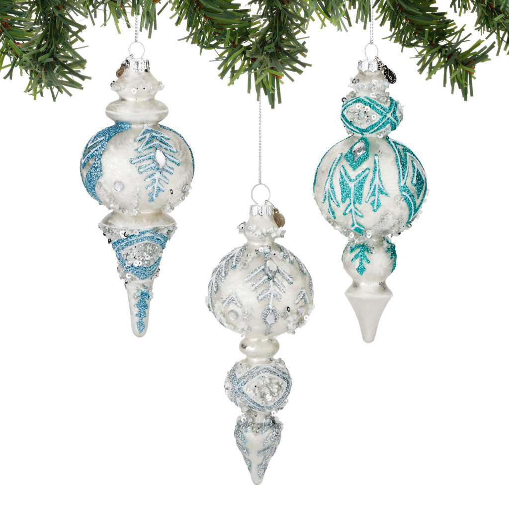 Icy Beaded Finial Ornament (sold individually)