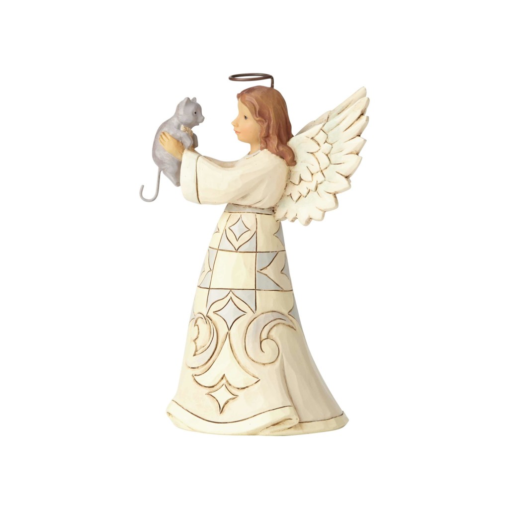 White Farmhouse Angel with Cat