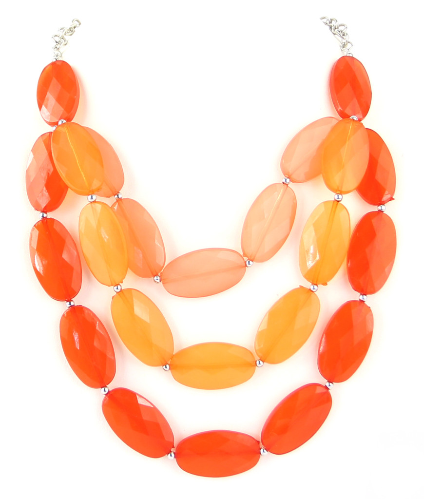 Tri-Color Triple Strand Necklace