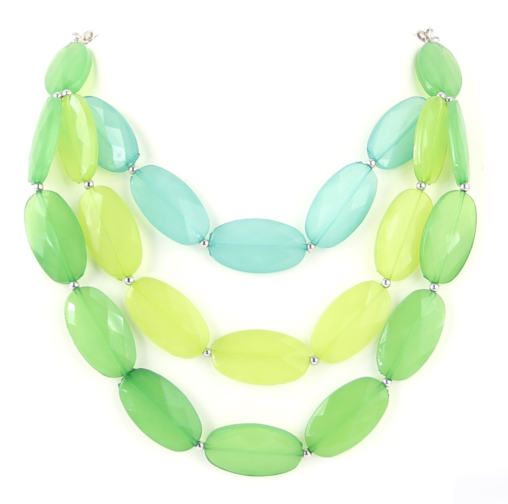 Tri-Color Triple Strand Necklace