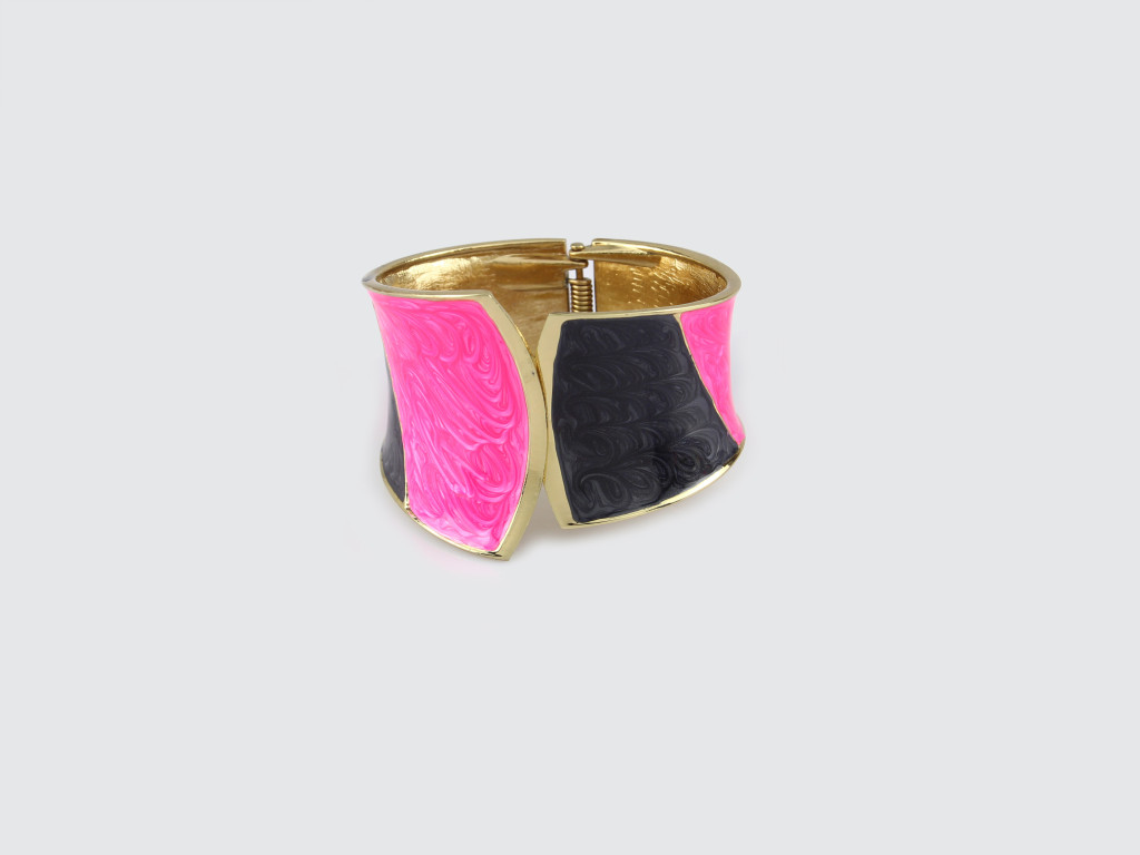 Pink/Black Stripe Hinged Bracelet