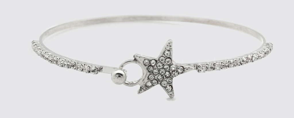 Silver Star Bracelet with Rhinestone