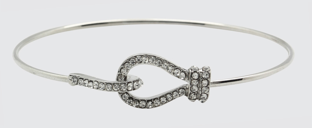 Silver Oval Bracelet with Rhinestones