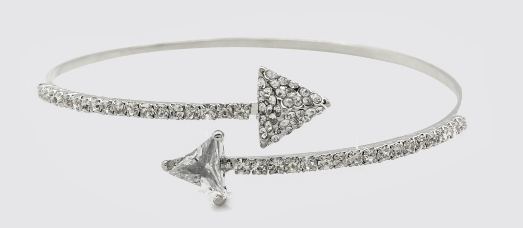 Silver Arrow Bracelet with Rhinestones