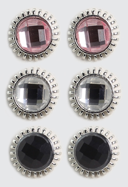 Silver Earrings with Colored Stones (sold individually)