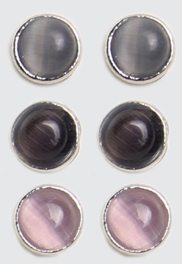 Silver Earrings with Cat Eye Stones (sold individually)