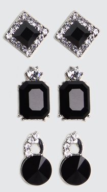 Silver Earrings with Black Stones (sold individually)