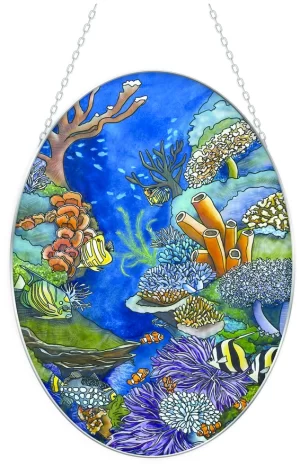 Reef #2 - 7" X 5.5" Medium Oval Glass Suncatcher - PREORDER