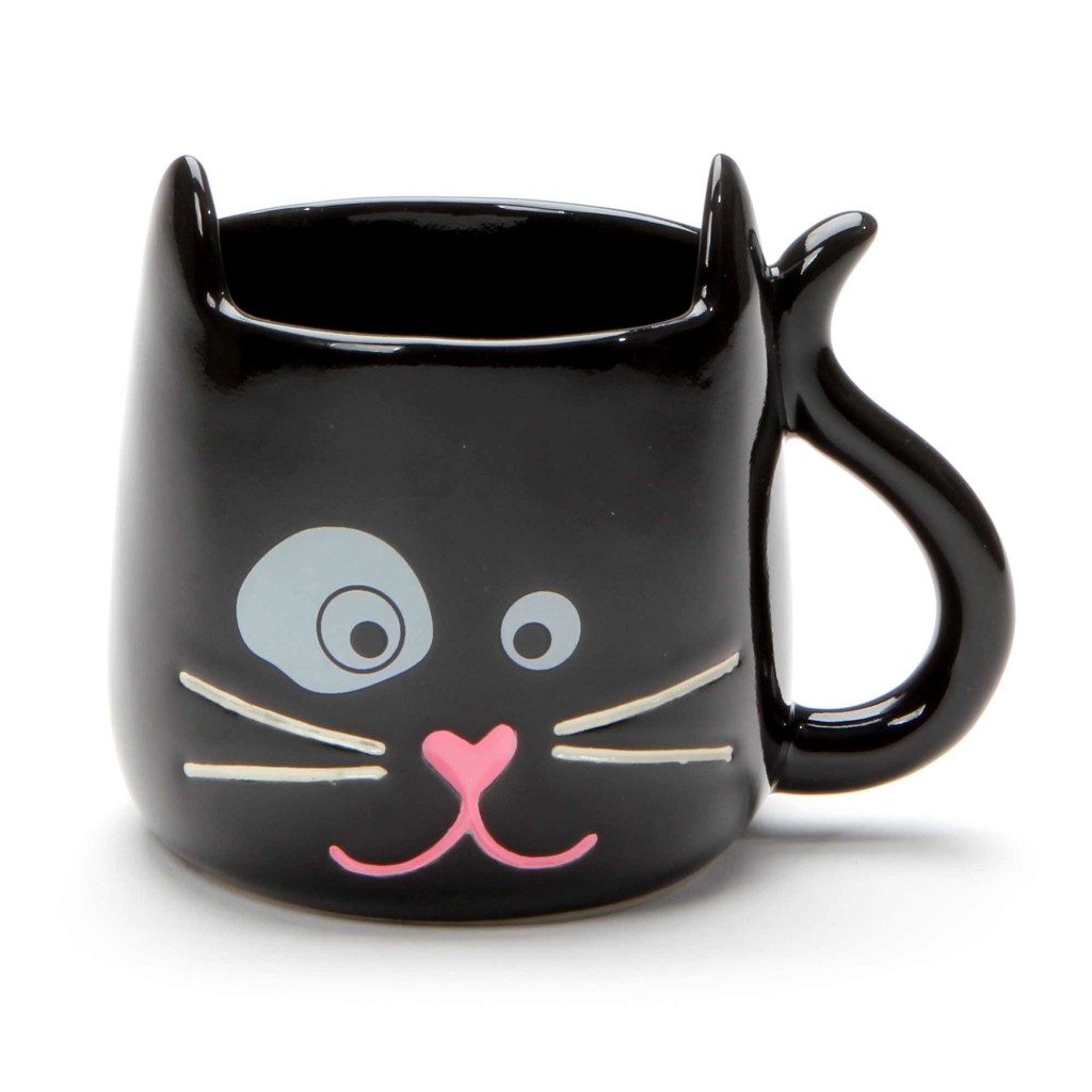 Black Sculpted Cat Mug