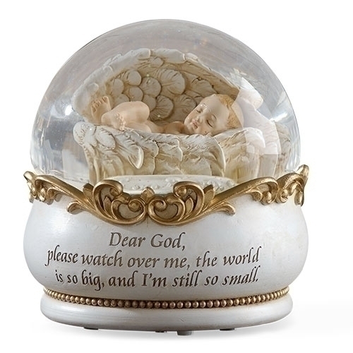 4.25"H GLITTERDOME BABY IN WINGS