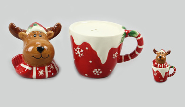 Moose on Cup Salt and Pepper Shakers