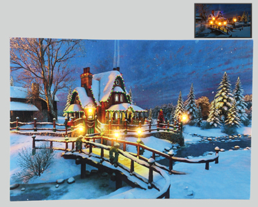 Winter Scene Fiber Optic/LED Canvas Picture