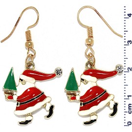 Santa Claus with Tree Dangle Earrings