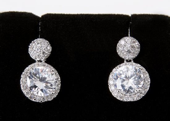 CZ Double Round Earrings