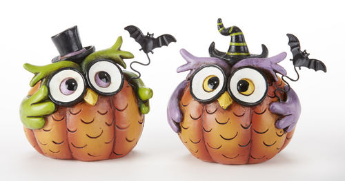Pumpkin Owl with Bat (2 assorted) (sold individually)