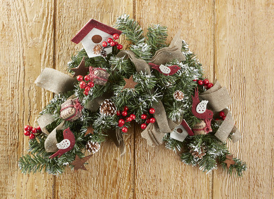 27 x 9" Country Christmas Decorated Swag