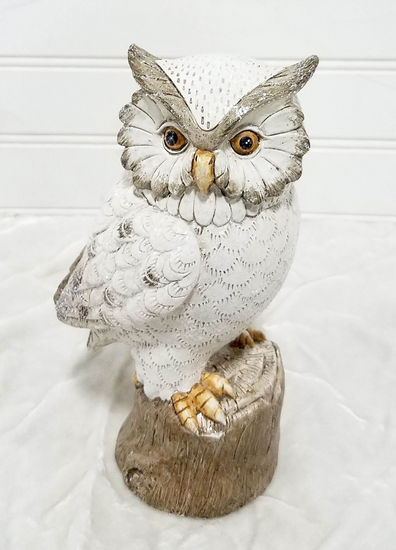 6.9" Resin Wht Standing Owl